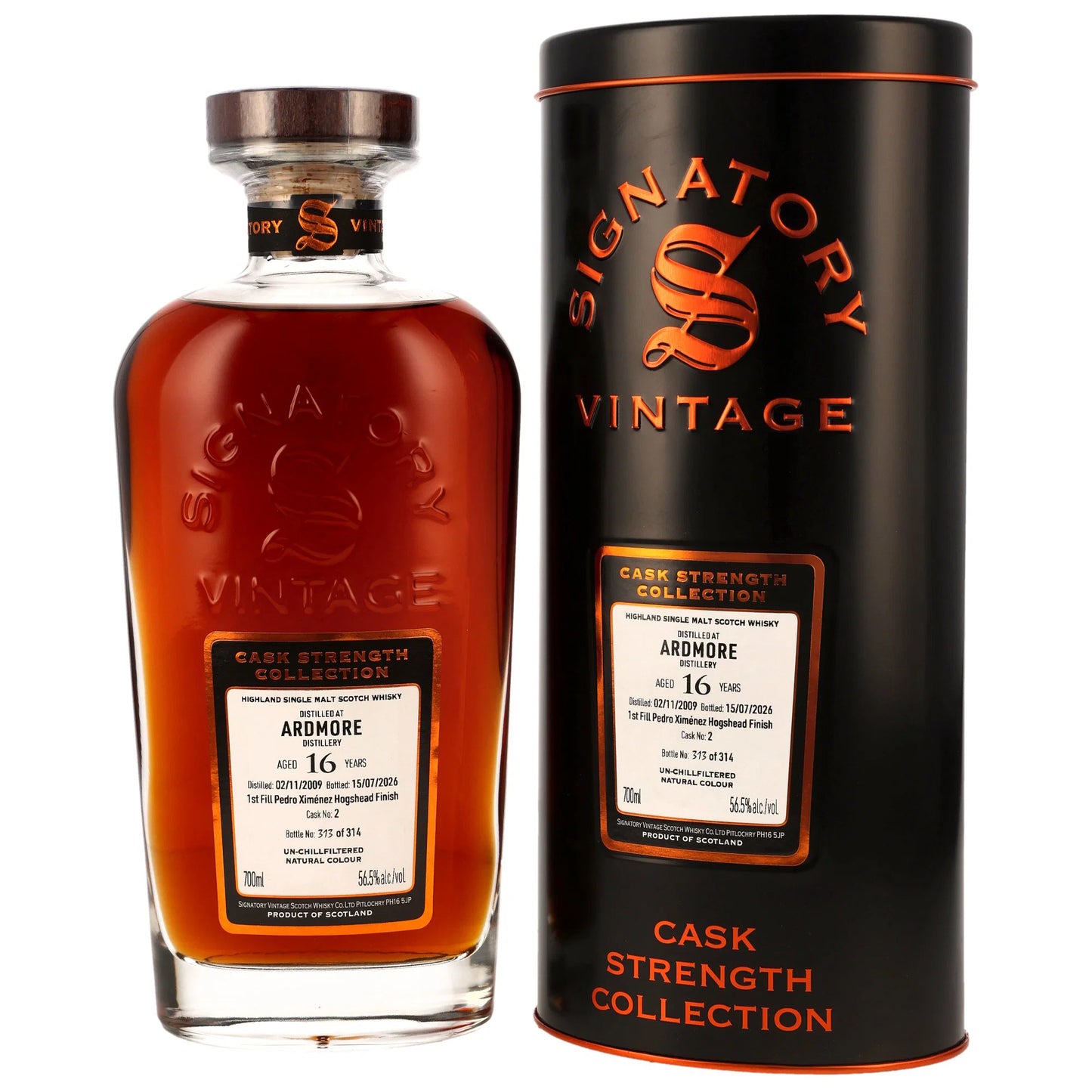 시그나토리 빈티지 아드모어 16년 2009/2026 1st필 PX 혹스헤드 피니쉬 Cask No.2 56.5%vol. 700ml 관세 부가세 교육세 주세 전체 포함
