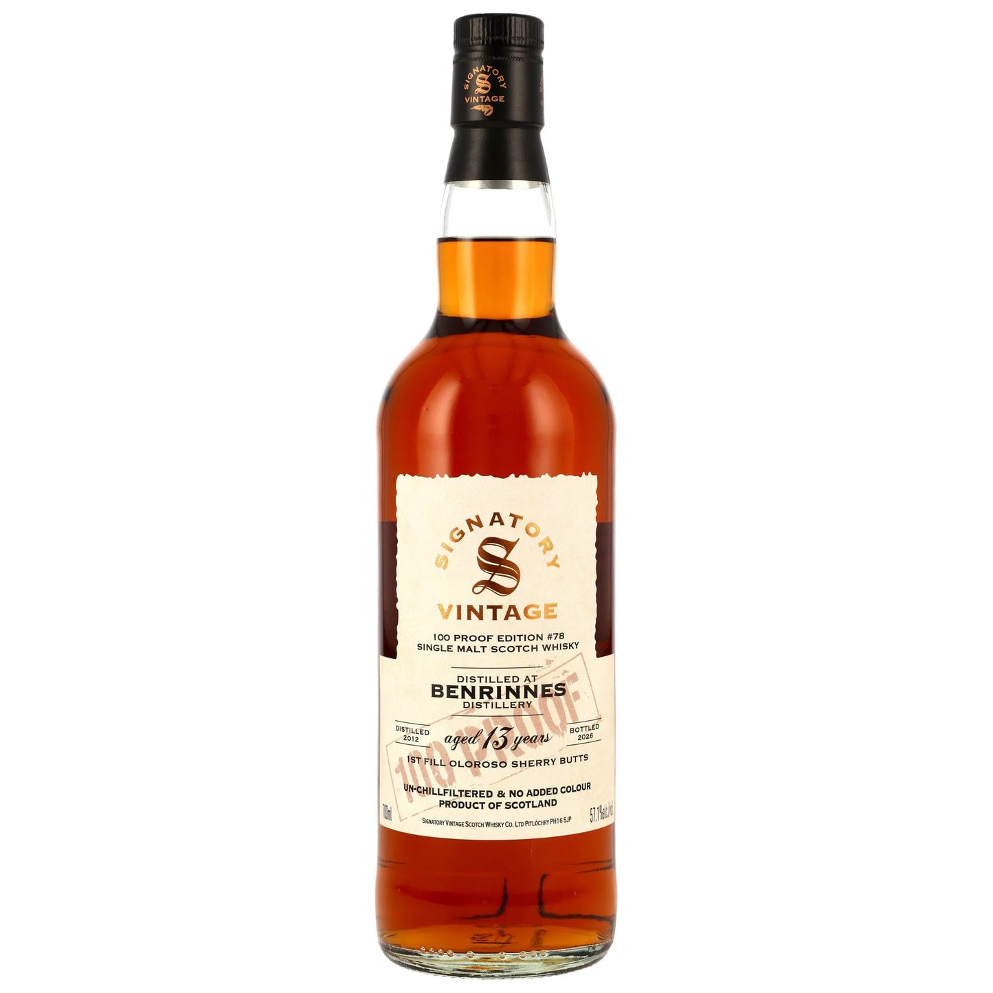 시그나토리 빈티지 100 프루프 에디션 #78 벤리네스 13년 2012/2026 57.1%vol. 700ml 기프트 박스없음 관세 부가세 교육세 주세 전체 포함