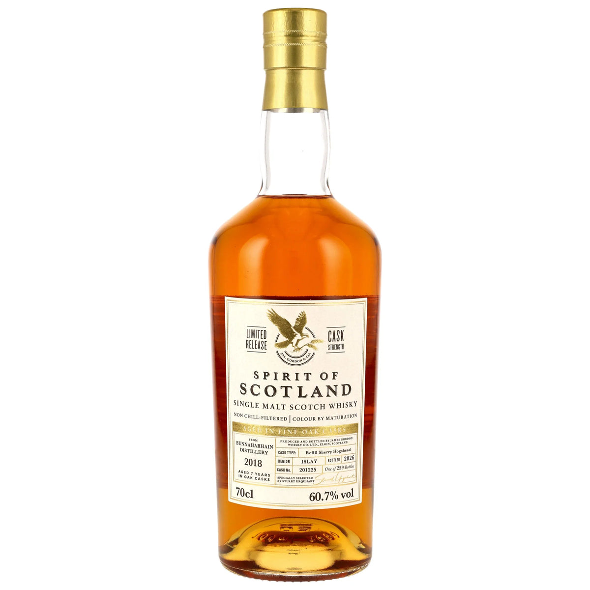 스피릿츠 오브 스코틀랜드 부나하벤 7년 2018/2026 리필쉐리 혹스헤드 60.7% 700ml 관세 부가세 교육세 주세 전체 포함