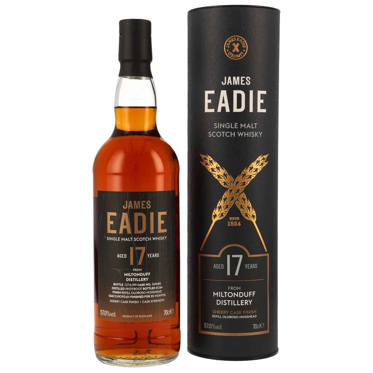 제임스 에디 밀톤더프 2007/2024 17년 리필 올로로쏘 혹스헤드 #369685 57.0%vol. 700ml 관세 부가세 교육세 주세 전체 포함