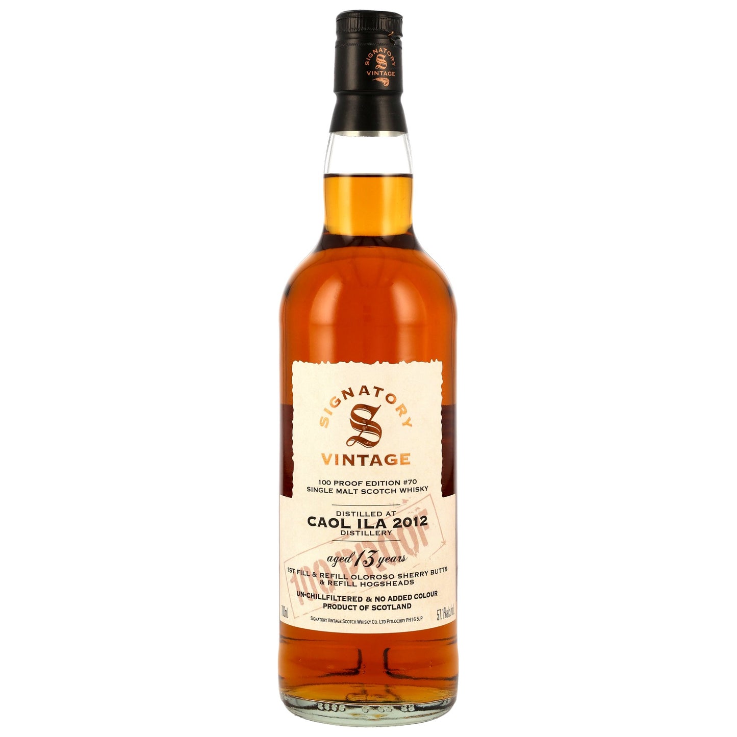 시그나토리 빈티지 100 프루프 에디션 #70 쿨 일라 13년 2012/2026 57.1%vol. 700ml 기프트 박스없음 관세 부가세 교육세 주세 전체 포함