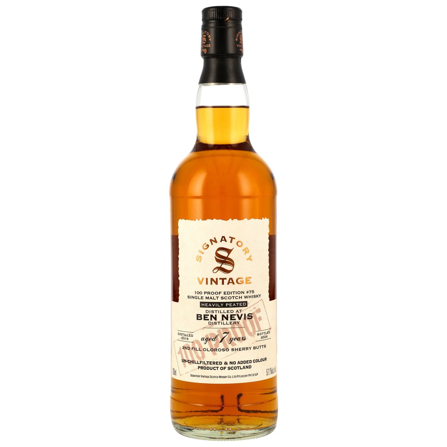시그나토리 빈티지 100 프루프 에디션 #75 벤 네비스 7년 2019/2026 57.1%vol. 700ml 기프트 박스없음 관세 부가세 교육세 주세 전체 포함