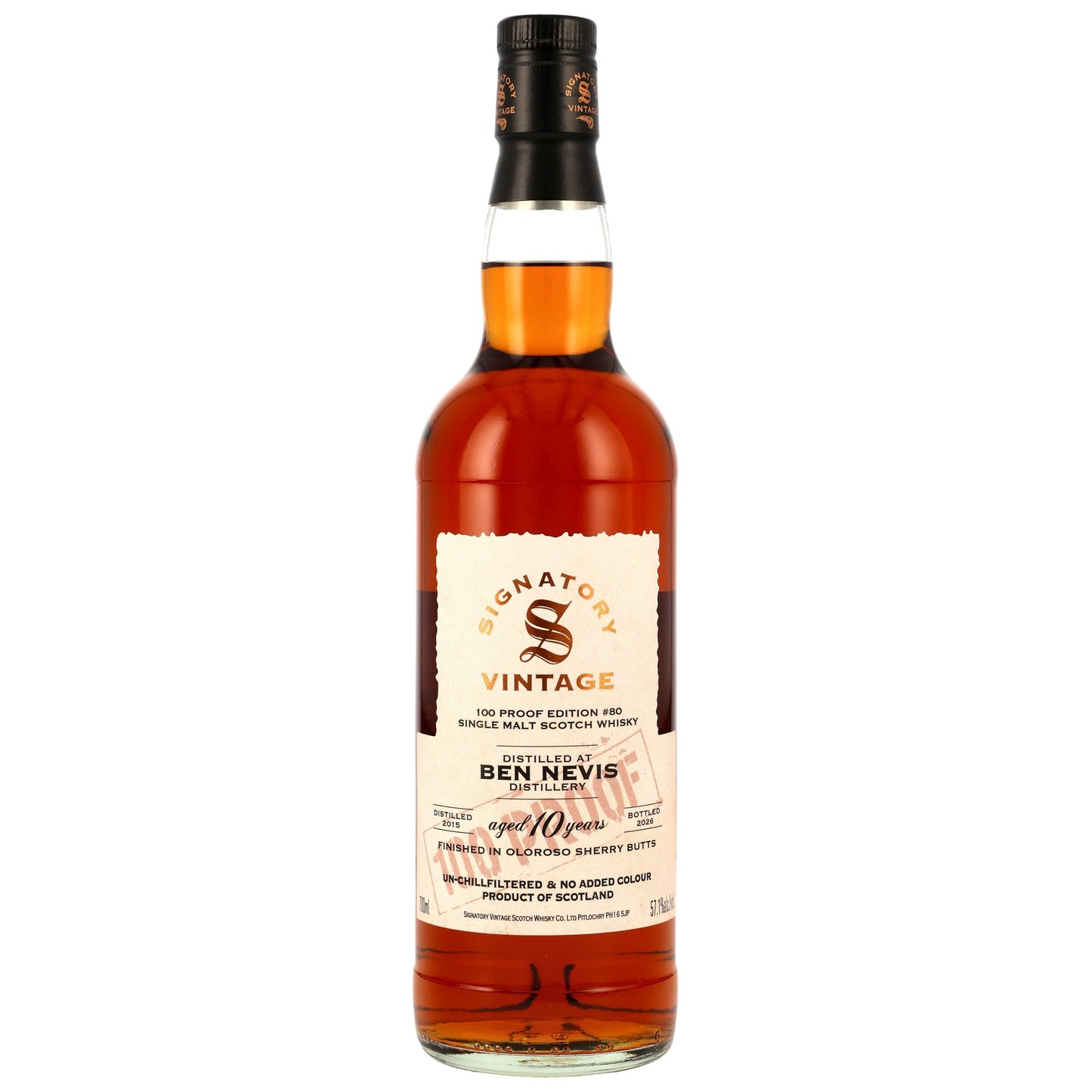 시그나토리 빈티지 100 프루프 에디션 #80 벤 네비스 10년 2015/2026 57.1%vol. 700ml 기프트 박스없음 관세 부가세 교육세 주세 전체 포함