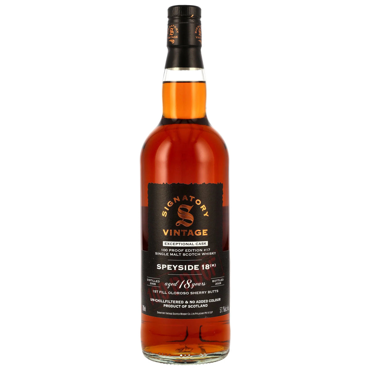 스페이사이드(M) 18년 시그나토리 빈티지 100 프루프 익셉셔널 에디션 #17 57.1%vol. 700ml 기프트 박스없음 관세 부가세 교육세 주세 전체 포함